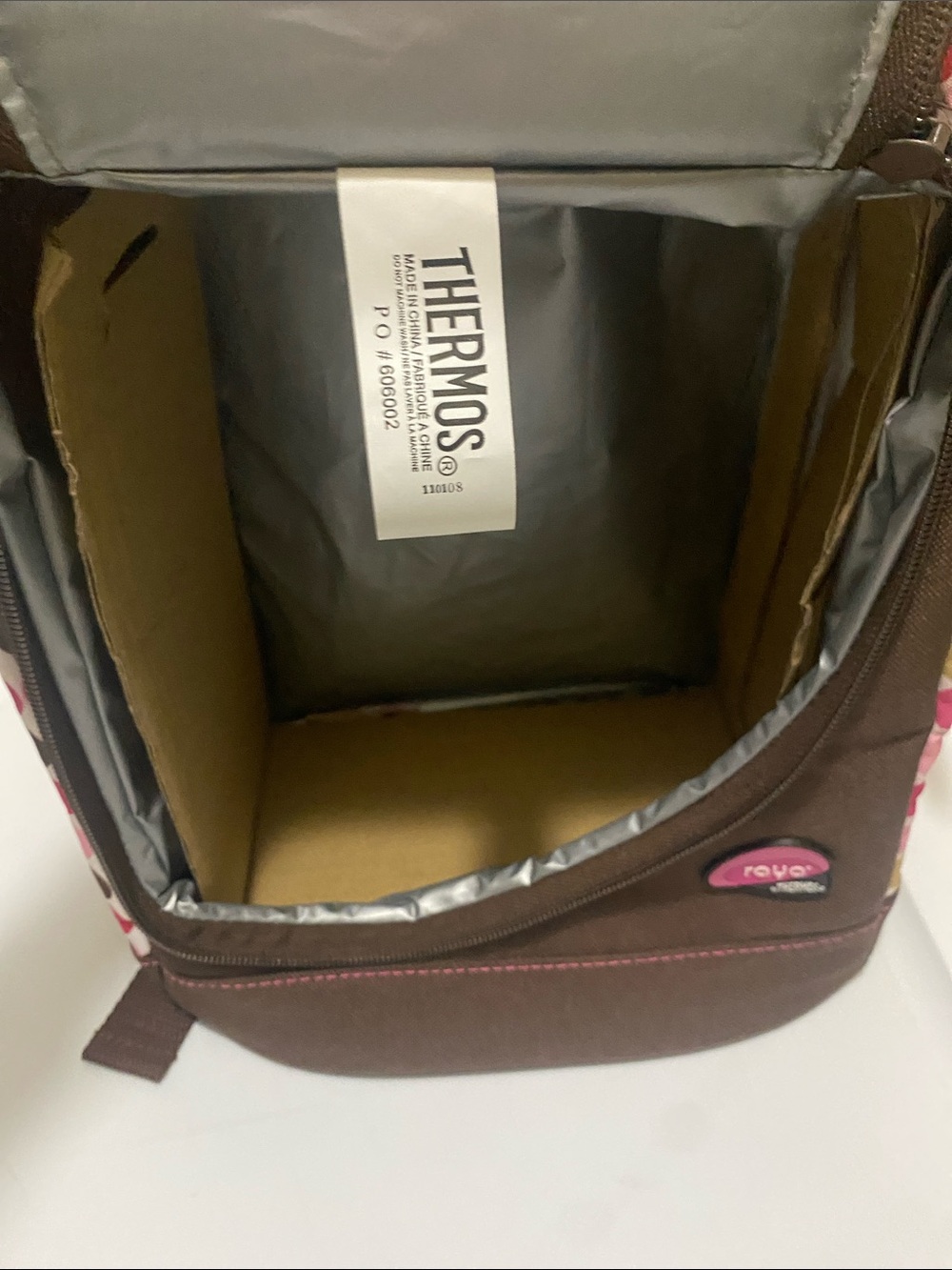 Thermos Raya Brown with Pink Accent Sling Pack Cooler - Picture 4 of 5